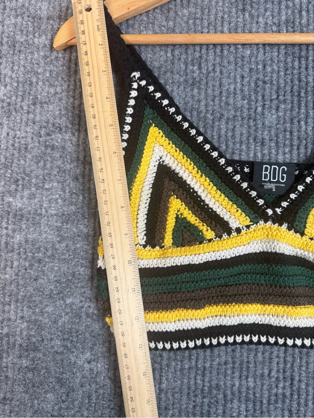 Crochet Striped Bralette Tank Top Green/Yellow/Black/ Brown Excellent Condition - Picture 7 of 8